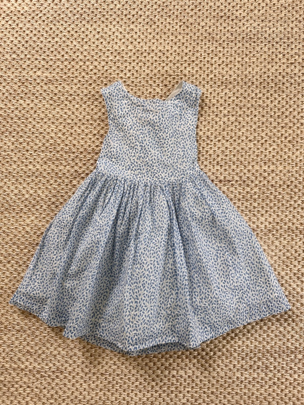 Mini Boden Light Blue Leaf-Print Girls' Sleeveless Dress